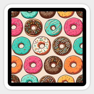 Donuts Pattern Line Drawing Colorful, Birthday Gift ideas for Donuts Lover Sticker